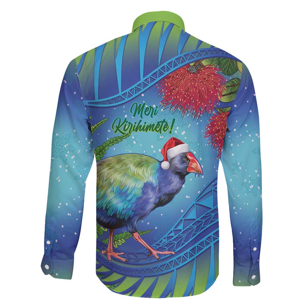 New Zealand Takahe Christmas Family Matching Short Sleeve Bodycon Dress and Hawaiian Shirt Maori Fern Mix Pohotukawa LT14 - Polynesian Pride