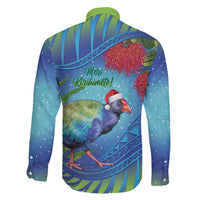 New Zealand Takahe Christmas Family Matching Short Sleeve Bodycon Dress and Hawaiian Shirt Maori Fern Mix Pohotukawa LT14 - Polynesian Pride