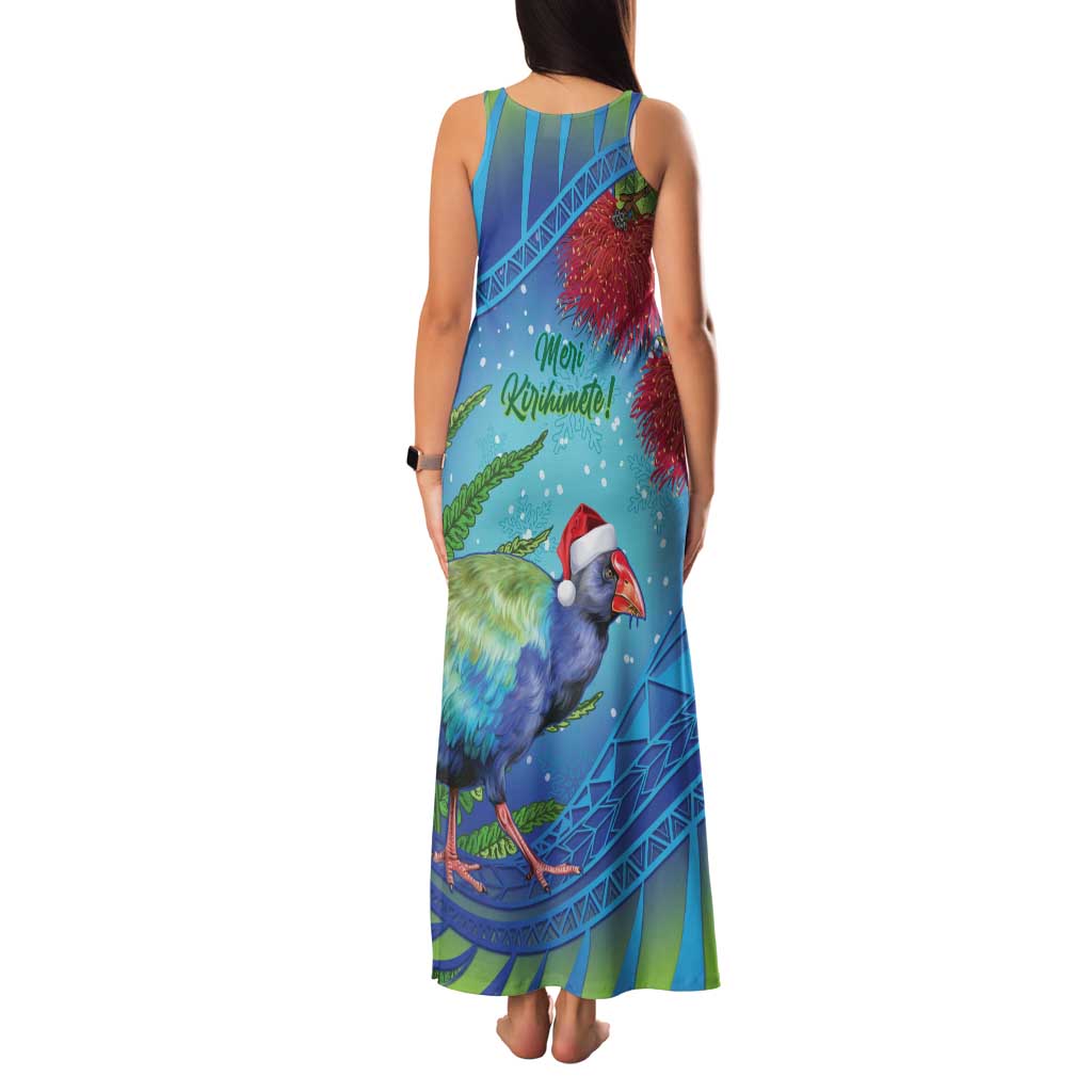 New Zealand Takahe Christmas Family Matching Tank Maxi Dress and Hawaiian Shirt Maori Fern Mix Pohotukawa LT14 - Polynesian Pride