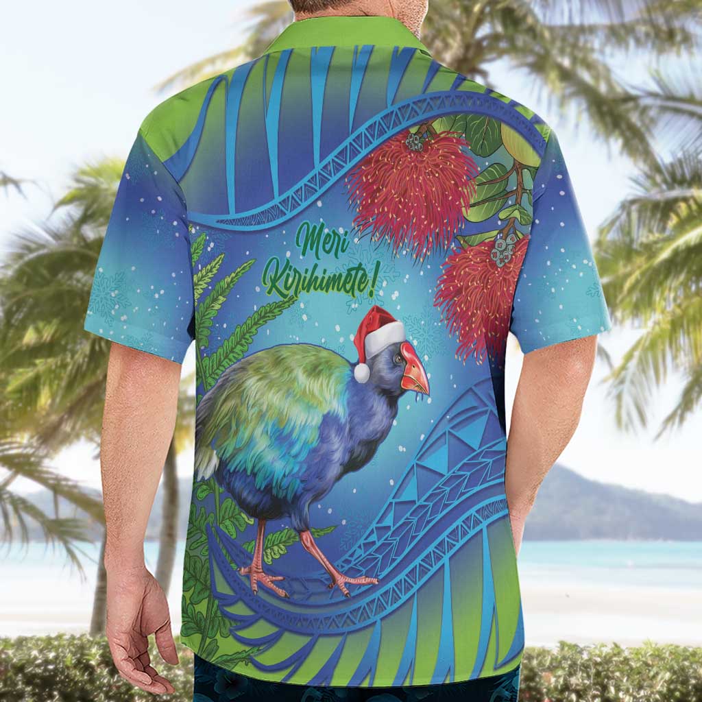 New Zealand Takahe Christmas Hawaiian Shirt Maori Fern Mix Pohotukawa LT14 - Polynesian Pride