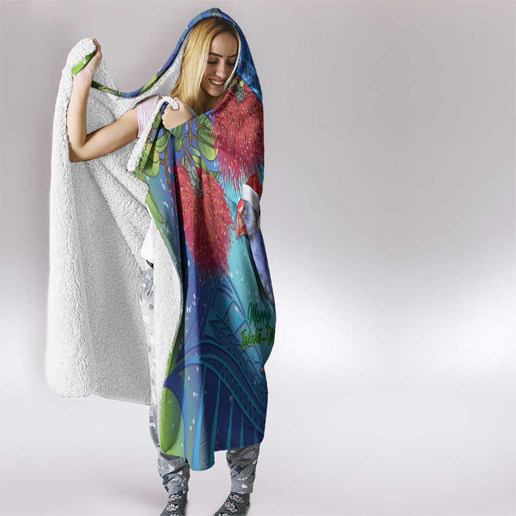 New Zealand Takahe Christmas Hooded Blanket Maori Fern Mix Pohotukawa LT14 - Polynesian Pride