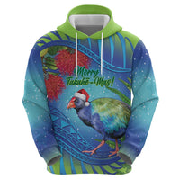 New Zealand Takahe Christmas Hoodie Maori Fern Mix Pohotukawa LT14 - Polynesian Pride