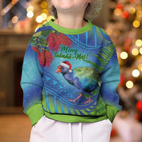New Zealand Takahe Christmas Kid Ugly Christmas Sweater Maori Fern Mix Pohotukawa LT14 - Polynesian Pride