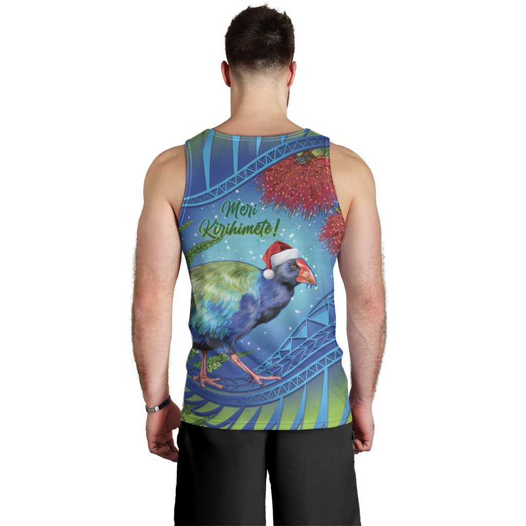 New Zealand Takahe Christmas Men Tank Top Maori Fern Mix Pohotukawa LT14 - Polynesian Pride