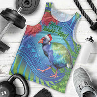 New Zealand Takahe Christmas Men Tank Top Maori Fern Mix Pohotukawa LT14 - Polynesian Pride