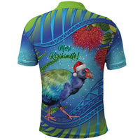 New Zealand Takahe Christmas Polo Shirt Maori Fern Mix Pohotukawa LT14 - Polynesian Pride