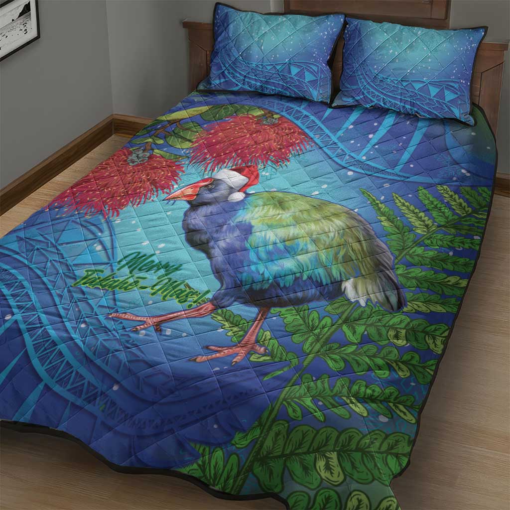 New Zealand Takahe Christmas Quilt Bed Set Maori Fern Mix Pohotukawa LT14 - Polynesian Pride