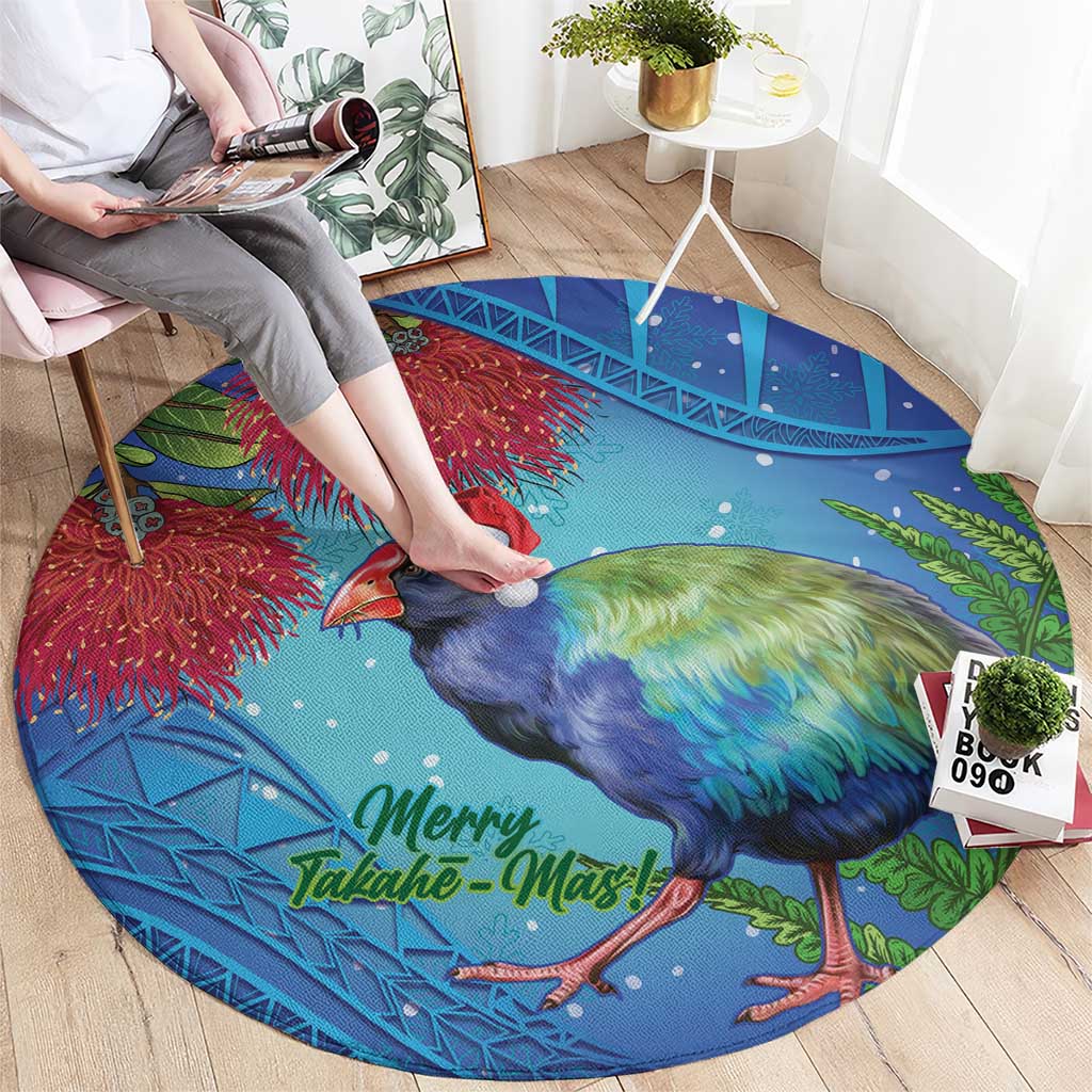 New Zealand Takahe Christmas Round Carpet Maori Fern Mix Pohotukawa LT14 - Polynesian Pride