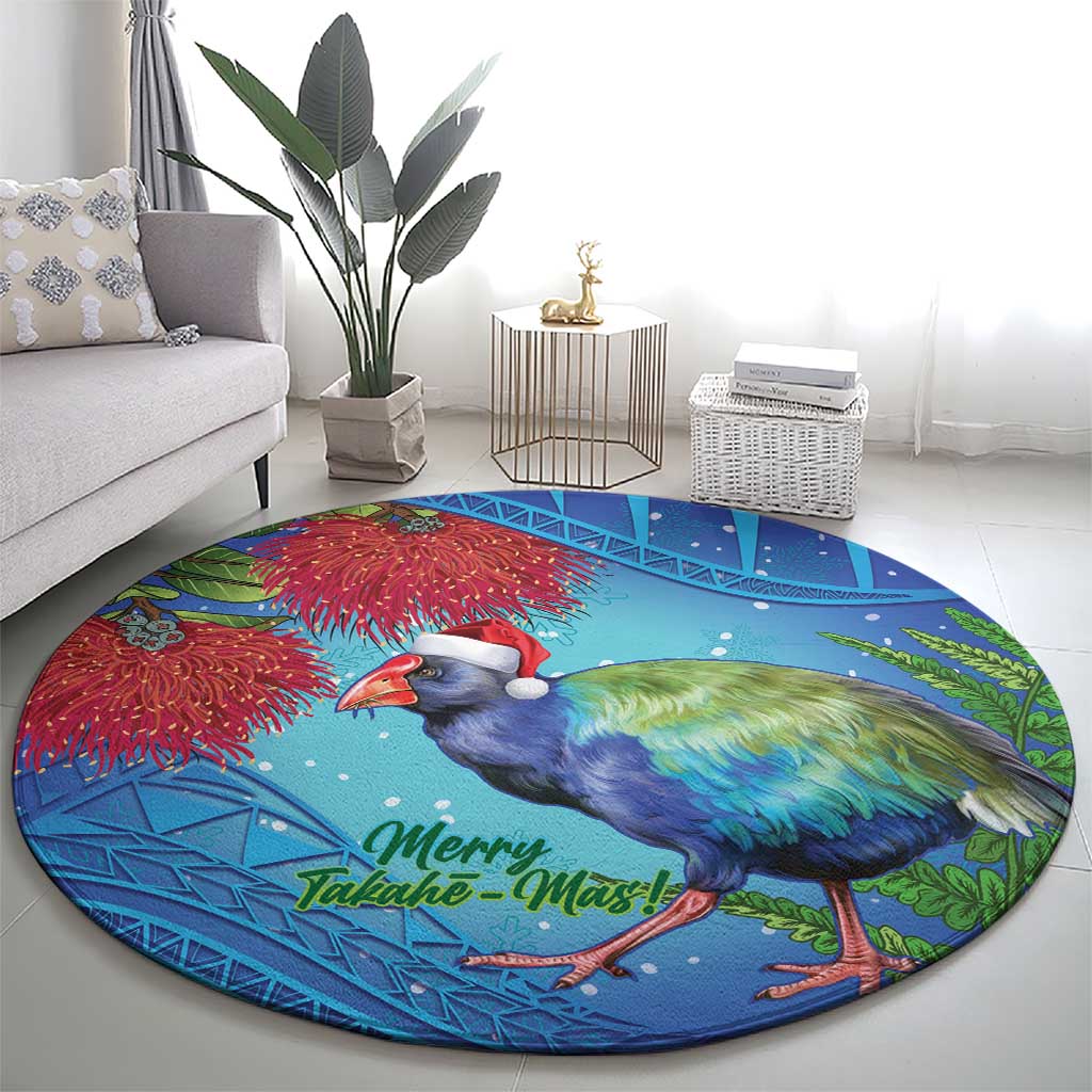 New Zealand Takahe Christmas Round Carpet Maori Fern Mix Pohotukawa LT14 - Polynesian Pride