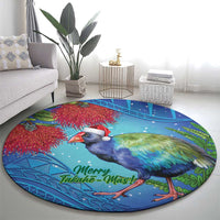 New Zealand Takahe Christmas Round Carpet Maori Fern Mix Pohotukawa LT14 - Polynesian Pride