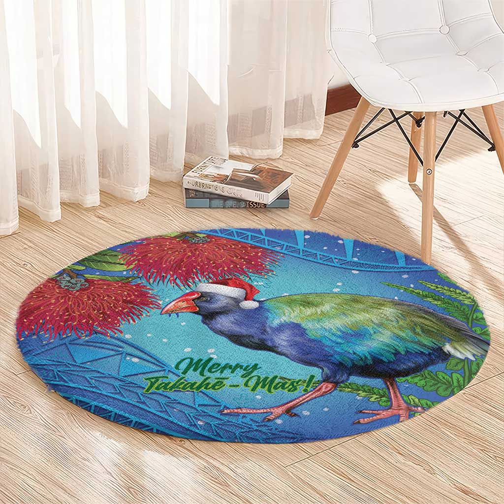 New Zealand Takahe Christmas Round Carpet Maori Fern Mix Pohotukawa LT14 - Polynesian Pride