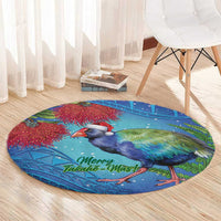 New Zealand Takahe Christmas Round Carpet Maori Fern Mix Pohotukawa LT14 - Polynesian Pride