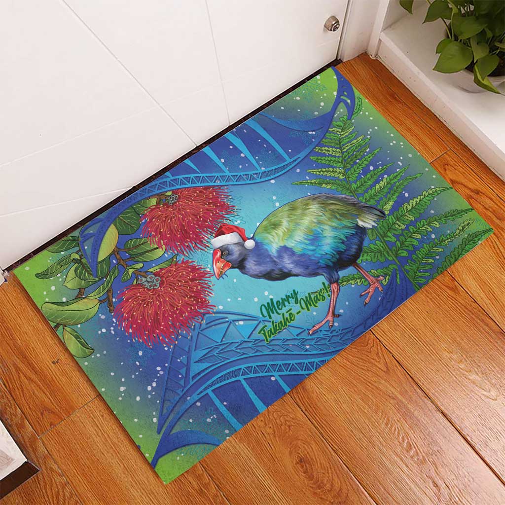New Zealand Takahe Christmas Rubber Doormat Maori Fern Mix Pohotukawa LT14 - Polynesian Pride