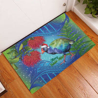 New Zealand Takahe Christmas Rubber Doormat Maori Fern Mix Pohotukawa LT14 - Polynesian Pride