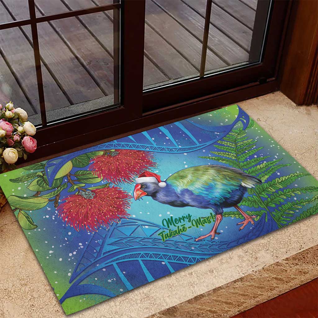 New Zealand Takahe Christmas Rubber Doormat Maori Fern Mix Pohotukawa LT14 - Polynesian Pride