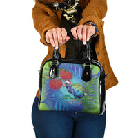New Zealand Takahe Christmas Shoulder Handbag Maori Fern Mix Pohotukawa LT14 One Size Blue - Polynesian Pride