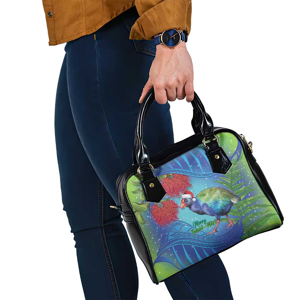 New Zealand Takahe Christmas Shoulder Handbag Maori Fern Mix Pohotukawa LT14 - Polynesian Pride