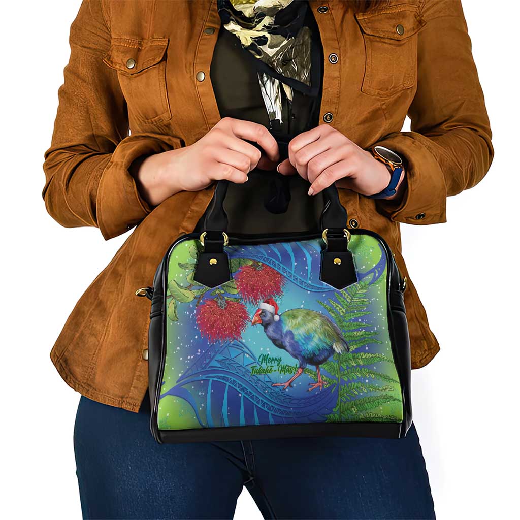 New Zealand Takahe Christmas Shoulder Handbag Maori Fern Mix Pohotukawa LT14 - Polynesian Pride