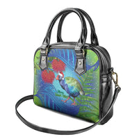 New Zealand Takahe Christmas Shoulder Handbag Maori Fern Mix Pohotukawa LT14 - Polynesian Pride