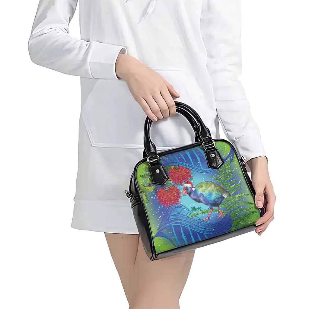 New Zealand Takahe Christmas Shoulder Handbag Maori Fern Mix Pohotukawa LT14 - Polynesian Pride