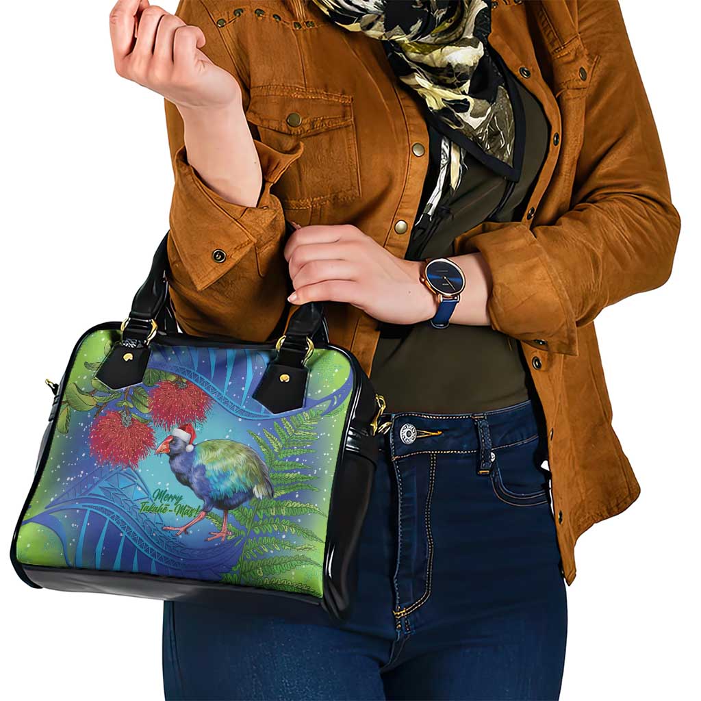 New Zealand Takahe Christmas Shoulder Handbag Maori Fern Mix Pohotukawa LT14 - Polynesian Pride