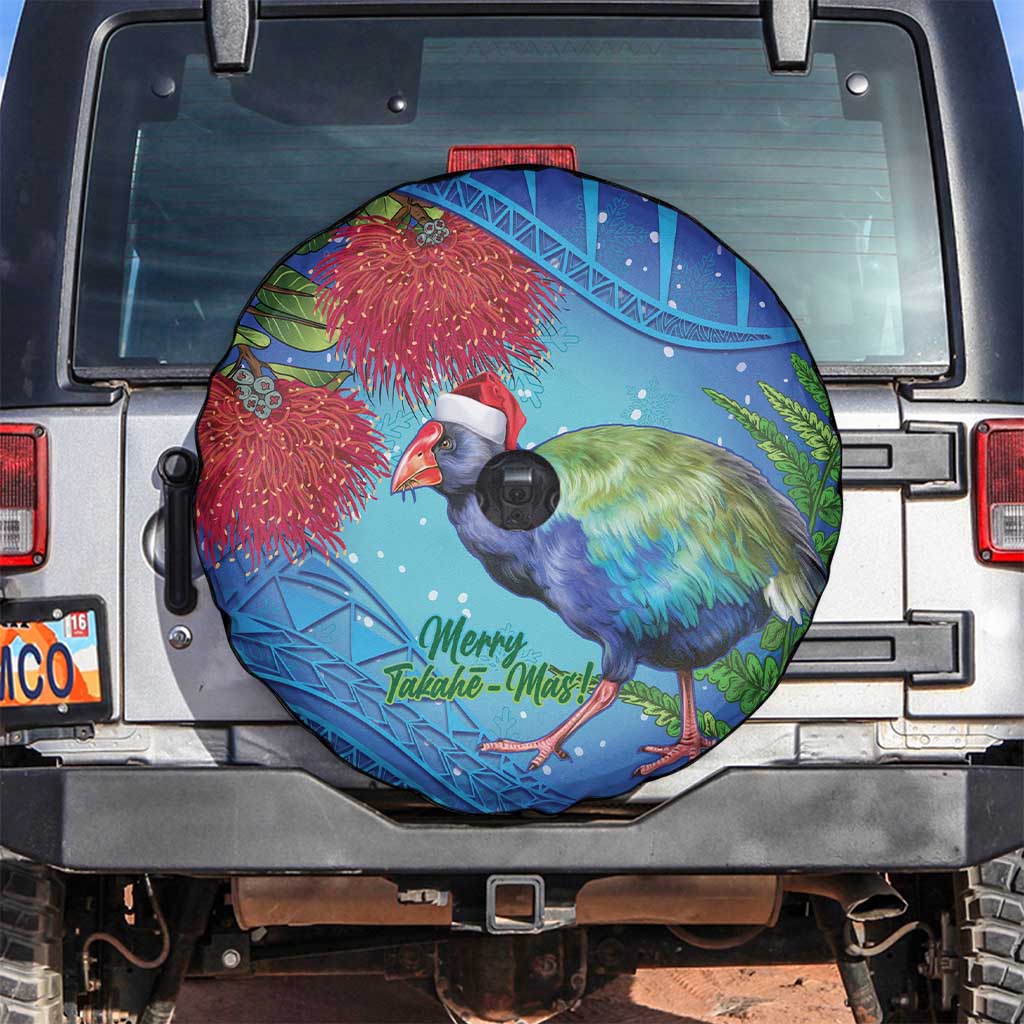 New Zealand Takahe Christmas Spare Tire Cover Maori Fern Mix Pohotukawa LT14 Blue - Polynesian Pride