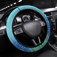 New Zealand Takahe Christmas Steering Wheel Cover Maori Fern Mix Pohotukawa LT14 Universal Fit Blue - Polynesian Pride