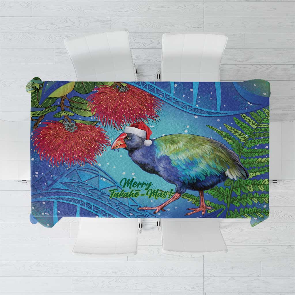 New Zealand Takahe Christmas Tablecloth Maori Fern Mix Pohotukawa LT14 Blue - Polynesian Pride