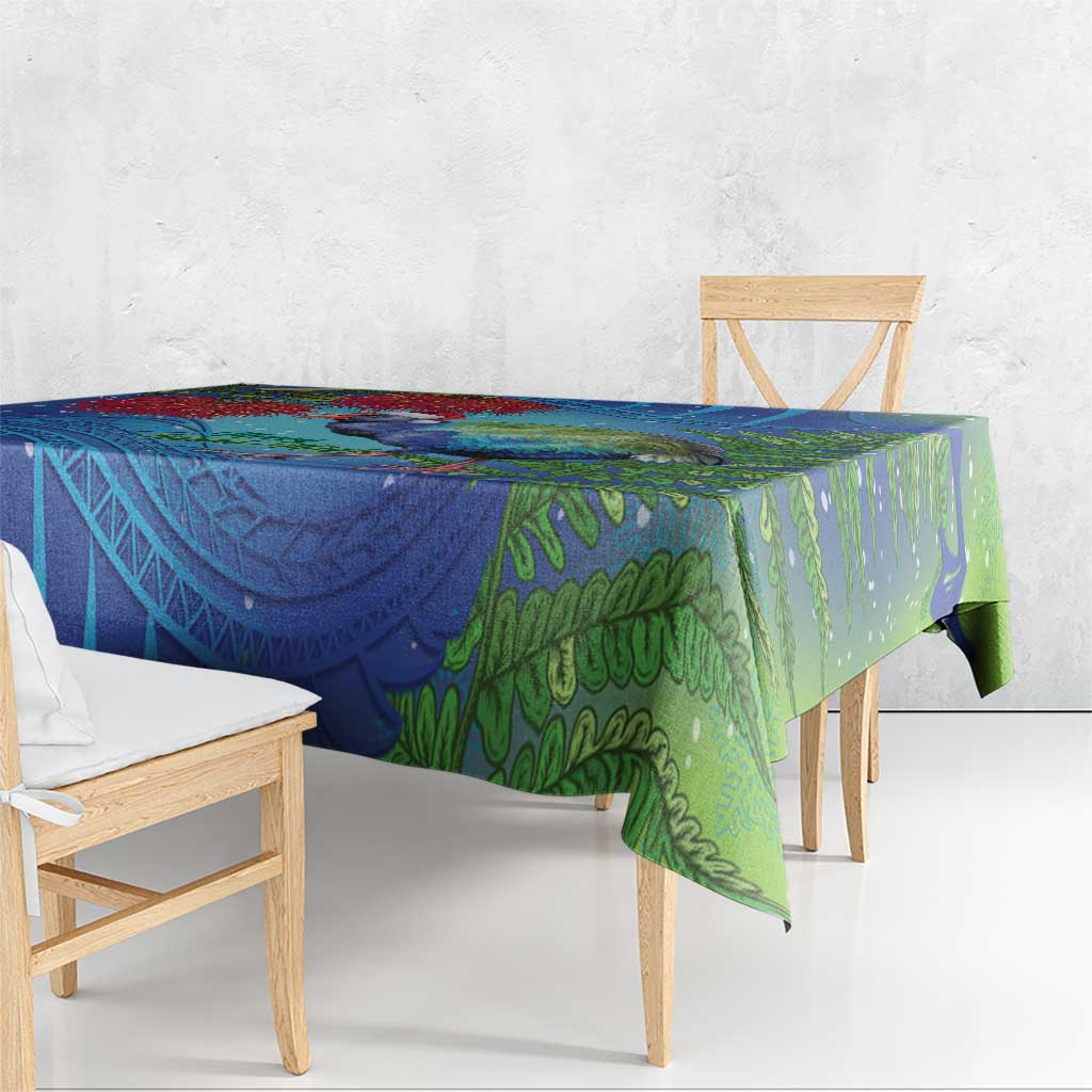 New Zealand Takahe Christmas Tablecloth Maori Fern Mix Pohotukawa LT14 - Polynesian Pride