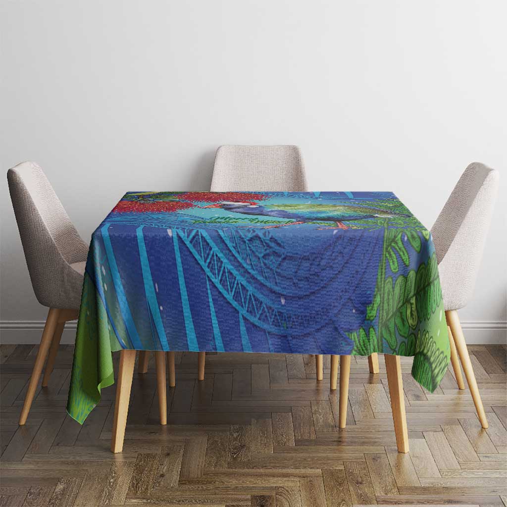 New Zealand Takahe Christmas Tablecloth Maori Fern Mix Pohotukawa LT14 - Polynesian Pride