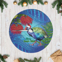 New Zealand Takahe Christmas Tree Skirt Maori Fern Mix Pohotukawa LT14 Casual Blue - Polynesian Pride