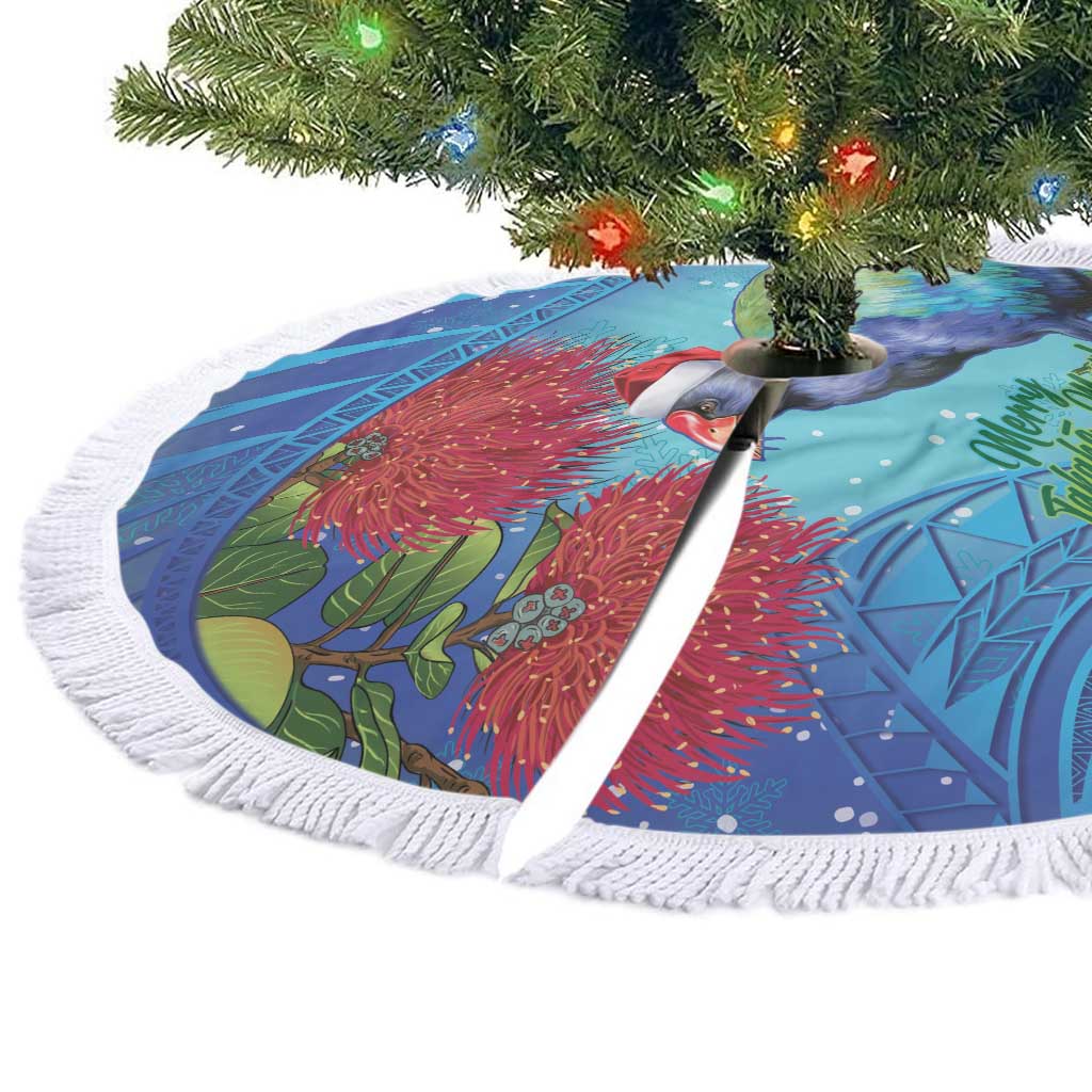 New Zealand Takahe Christmas Tree Skirt Maori Fern Mix Pohotukawa LT14 - Polynesian Pride