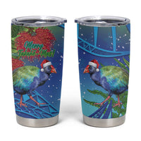 New Zealand Takahe Christmas Tumbler Cup Maori Fern Mix Pohotukawa LT14 Blue - Polynesian Pride