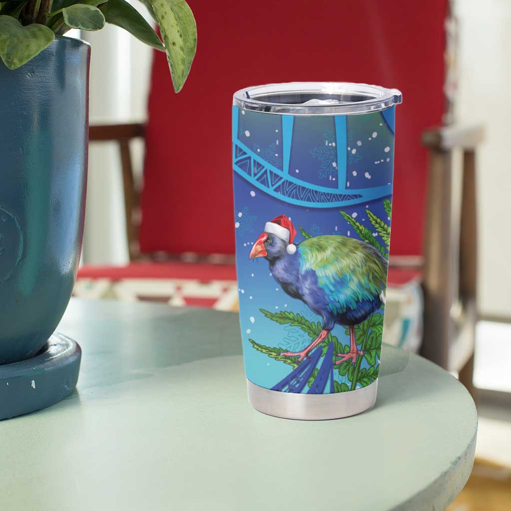 New Zealand Takahe Christmas Tumbler Cup Maori Fern Mix Pohotukawa LT14 - Polynesian Pride