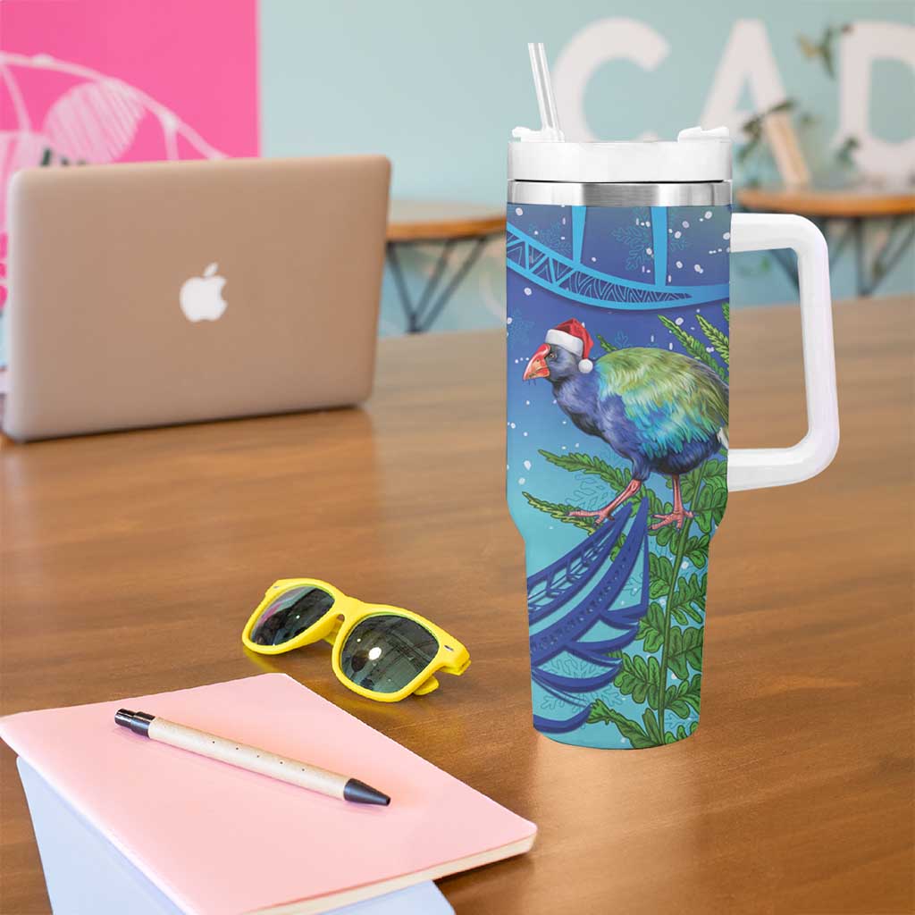 New Zealand Takahe Christmas Tumbler With Handle Maori Fern Mix Pohotukawa LT14 - Polynesian Pride