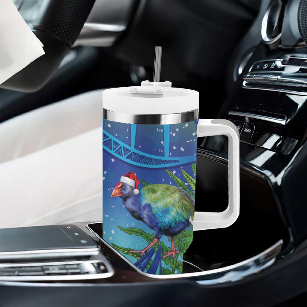 New Zealand Takahe Christmas Tumbler With Handle Maori Fern Mix Pohotukawa LT14 - Polynesian Pride
