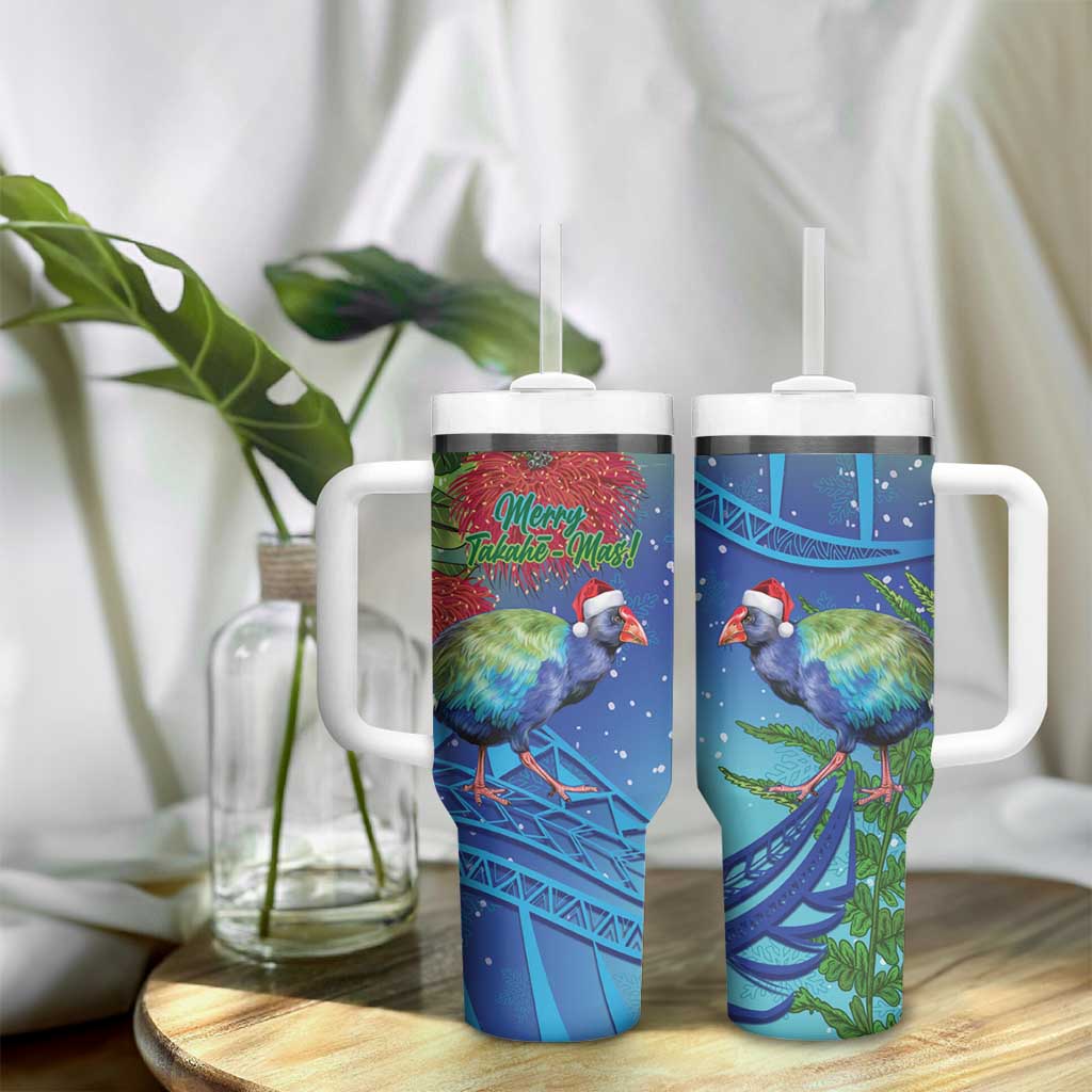 New Zealand Takahe Christmas Tumbler With Handle Maori Fern Mix Pohotukawa LT14 - Polynesian Pride
