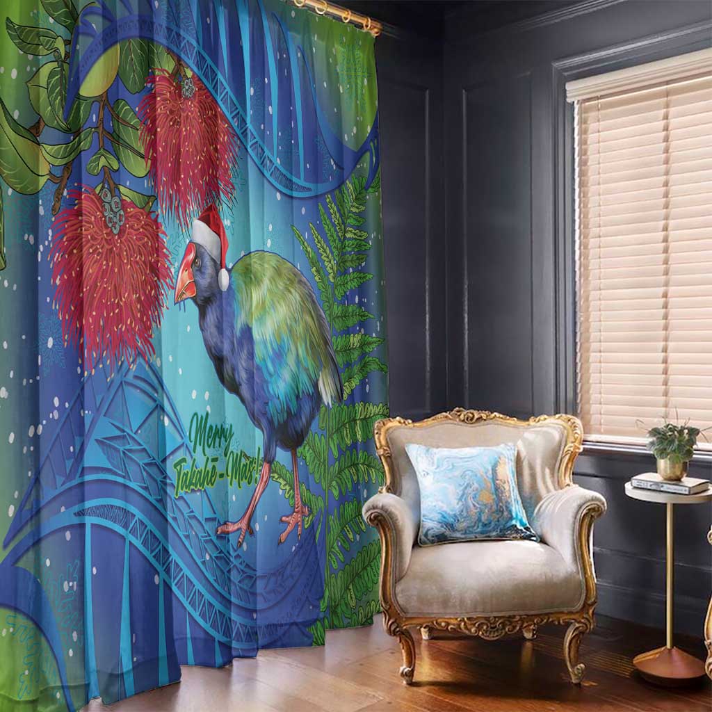 New Zealand Takahe Christmas Window Curtain Maori Fern Mix Pohotukawa LT14 - Polynesian Pride