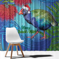 New Zealand Takahe Christmas Window Curtain Maori Fern Mix Pohotukawa LT14 - Polynesian Pride