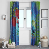 New Zealand Takahe Christmas Window Curtain Maori Fern Mix Pohotukawa LT14 - Polynesian Pride