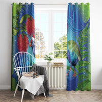 New Zealand Takahe Christmas Window Curtain Maori Fern Mix Pohotukawa LT14 - Polynesian Pride