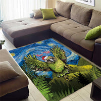 Personalised Jumping Kakapo Christmas Area Rug New Zealand Fern - Starry Night Style LT14 - Polynesian Pride
