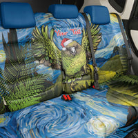 Personalised Jumping Kakapo Christmas Back Car Seat Cover New Zealand Fern - Starry Night Style LT14 - Polynesian Pride