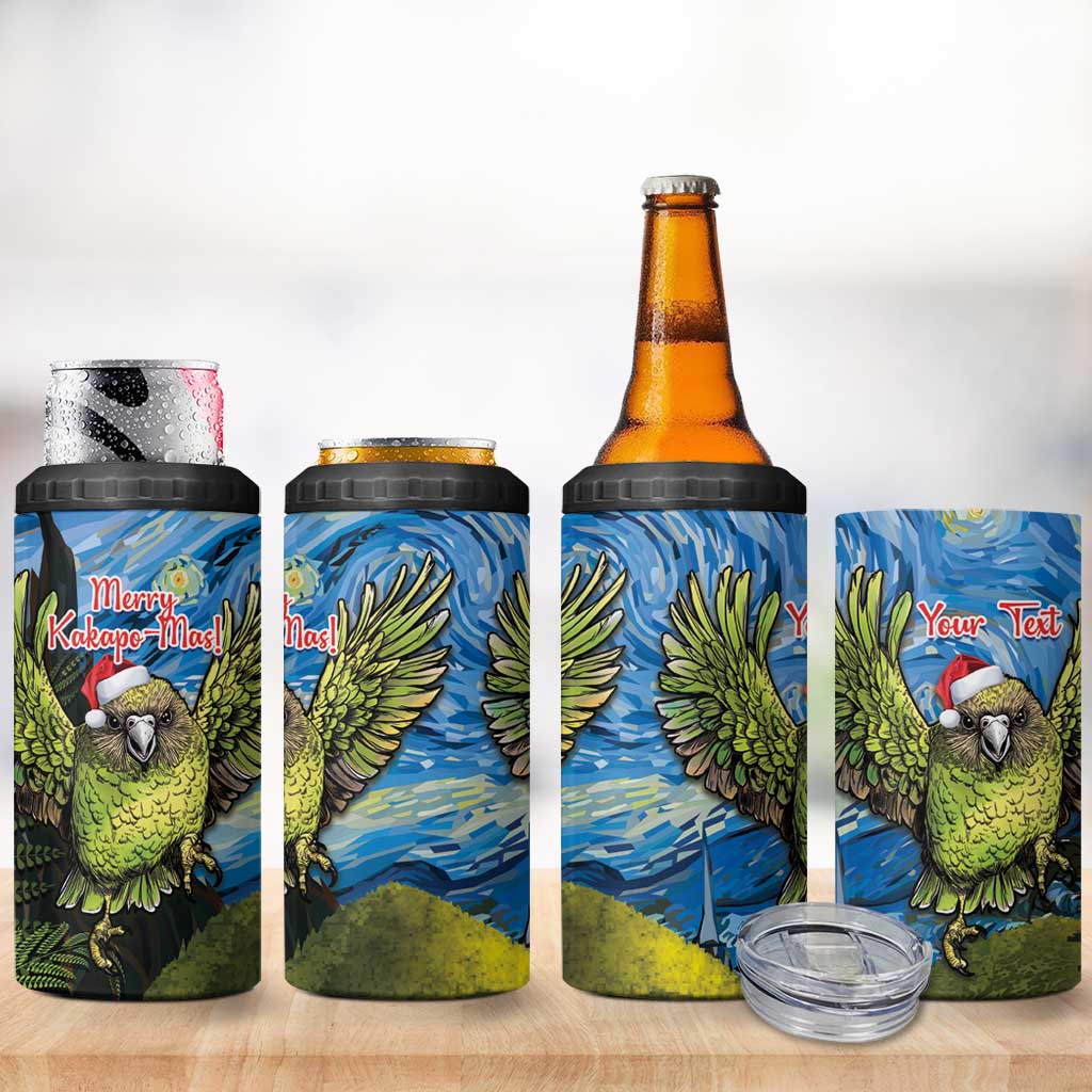 Personalised Jumping Kakapo Christmas 4 in 1 Can Cooler Tumbler New Zealand Fern - Starry Night Style LT14 - Polynesian Pride