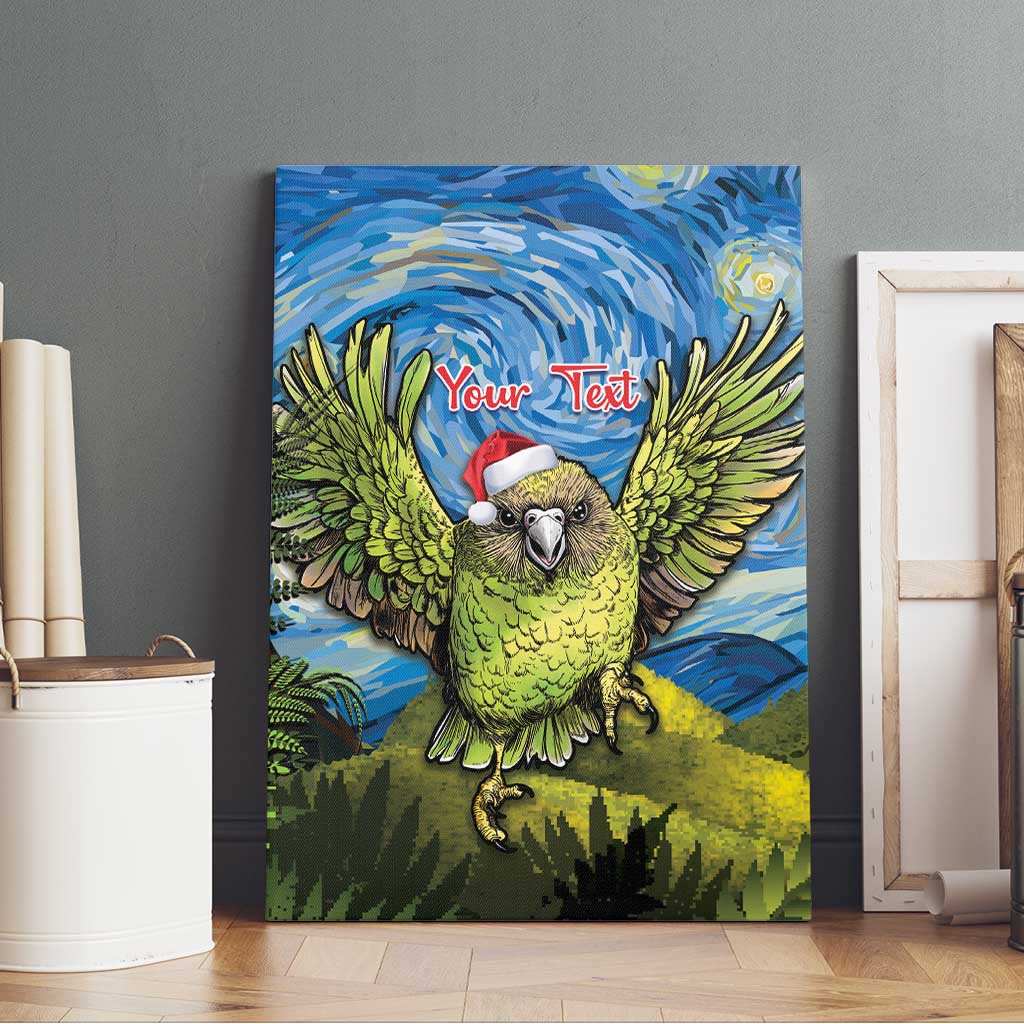 Personalised Jumping Kakapo Christmas Canvas Wall Art New Zealand Fern - Starry Night Style LT14 - Polynesian Pride