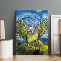 Personalised Jumping Kakapo Christmas Canvas Wall Art New Zealand Fern - Starry Night Style LT14 - Polynesian Pride