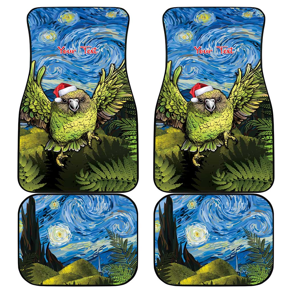 Personalised Jumping Kakapo Christmas Car Mats New Zealand Fern - Starry Night Style LT14 - Polynesian Pride
