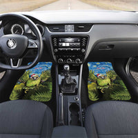 Personalised Jumping Kakapo Christmas Car Mats New Zealand Fern - Starry Night Style LT14 Set 2pcs - Front Green - Polynesian Pride