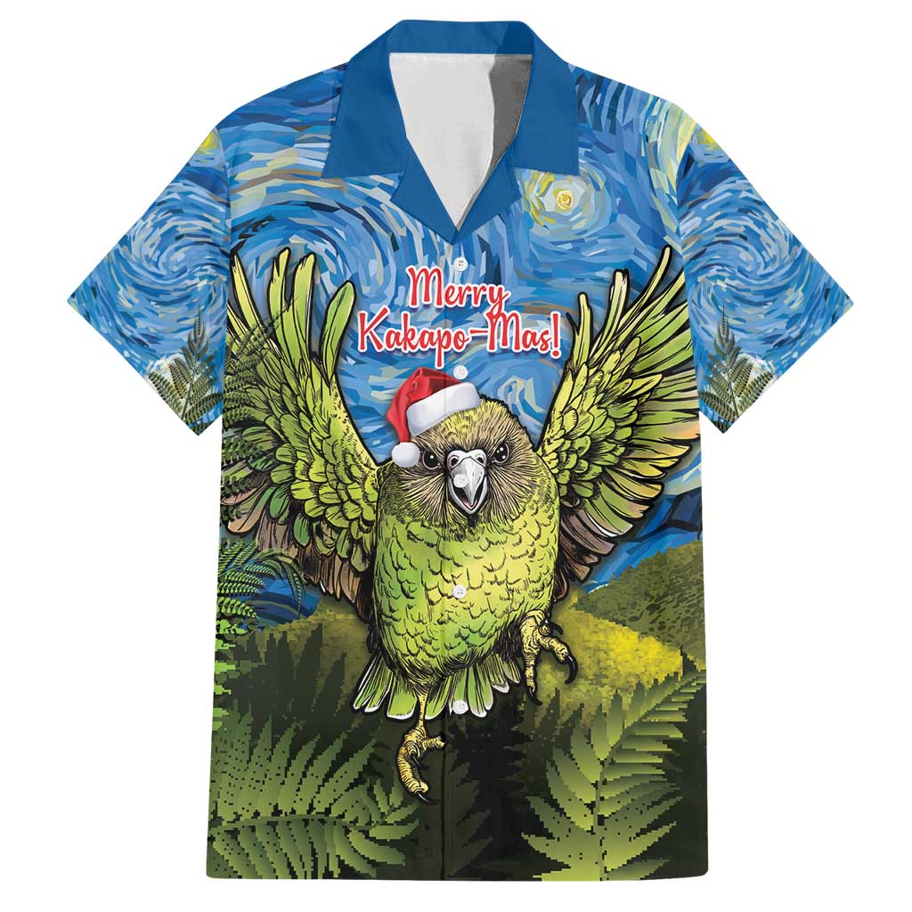 Personalised Jumping Kakapo Christmas Family Matching Long Sleeve Bodycon Dress and Hawaiian Shirt New Zealand Fern - Starry Night Style LT14 Dad's Shirt - Short Sleeve Green - Polynesian Pride