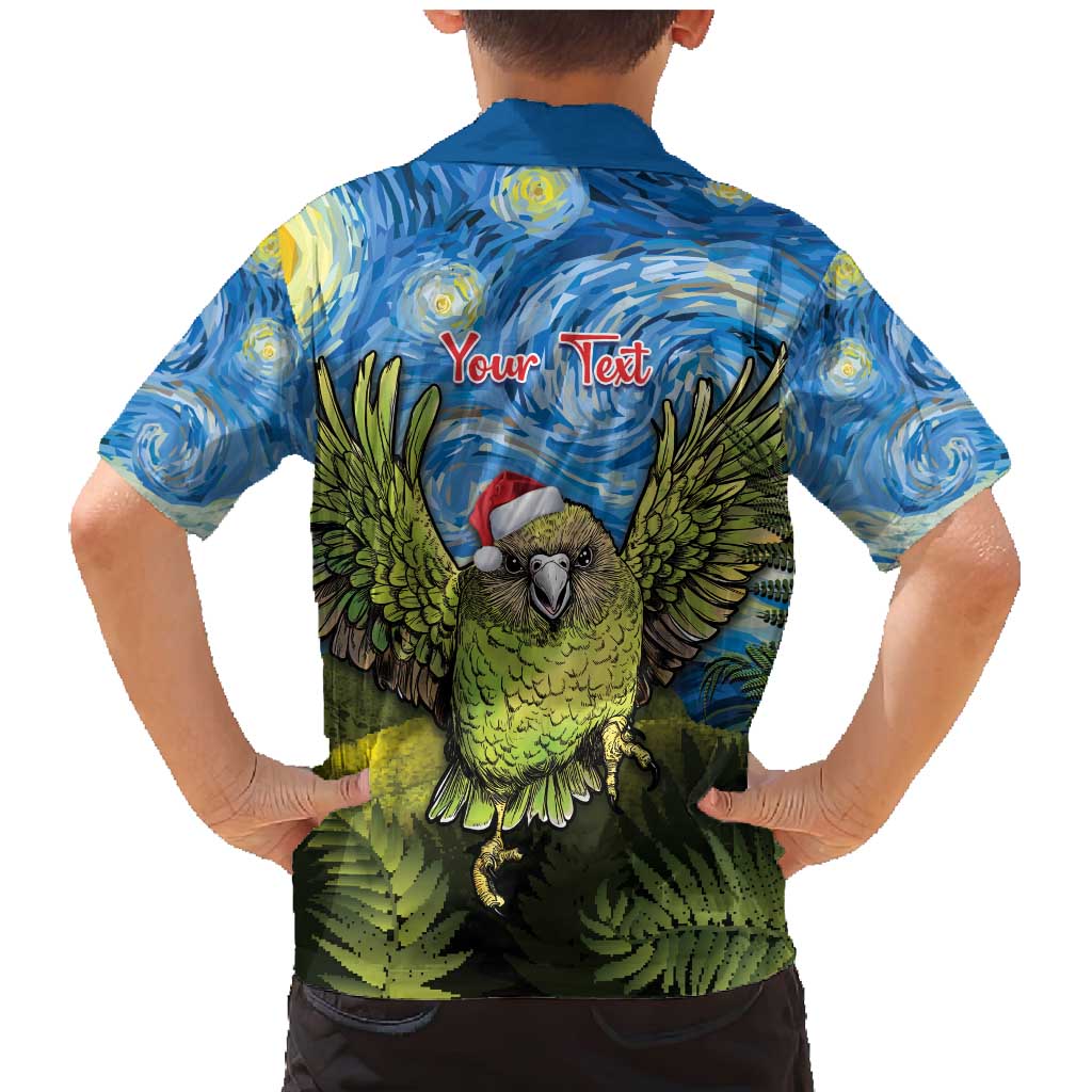 Personalised Jumping Kakapo Christmas Family Matching Mermaid Dress and Hawaiian Shirt New Zealand Fern - Starry Night Style LT14 - Polynesian Pride